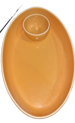 Crate And Barrel Orange Oval Serving Dish/Chip And Dip Tray 16”-image