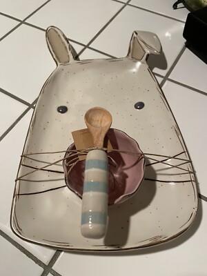 MudPie Chip Dip rabbit Tray With Bowl And Spoon. 2021-image