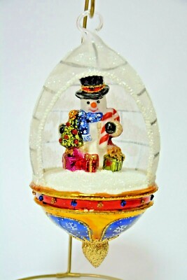 Glassware Art Studio Snowman Dome Glass Ornament S866 New Truly Beautiful! (14-image