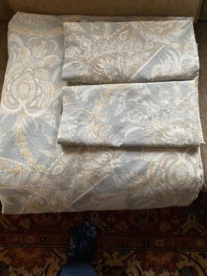 Pottery Barn Lewis Paisley Duvet Cover Queen Dove Gray Queen 2 Std Shams Rare🦩-image