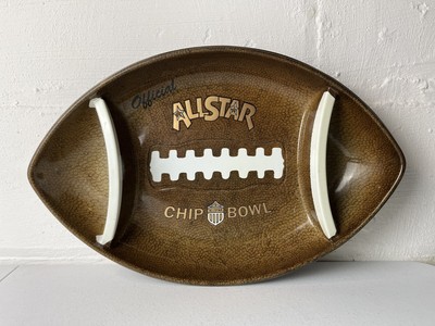 Vintage 1991 All-Star NFL Chip & Dip Super Bowl Football Shaped Party Snack Tray-image