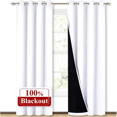 100% Blackout Window Curtain Panels, Cold and Full Light Blocking Drapes with Bl-image