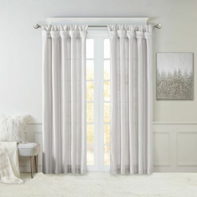 Madison Park Silver Emilia Faux Silk Curtain Twist Tab Top 50