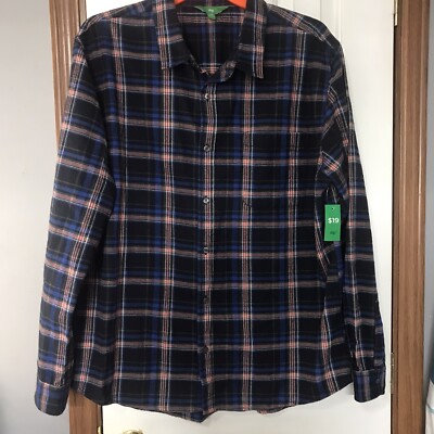 Dip Men’s Plaid Flannel Mid Weight Button Up Shirt New With Tags Xxl-image