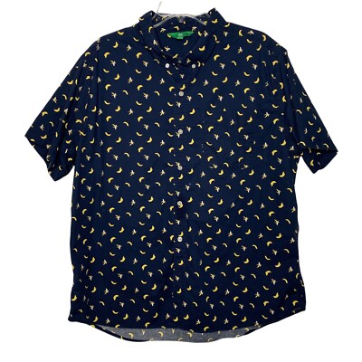 DIP Shirt Mens XXL Blue Banana Short Sleeve Casual Pocket Stretch XL-image