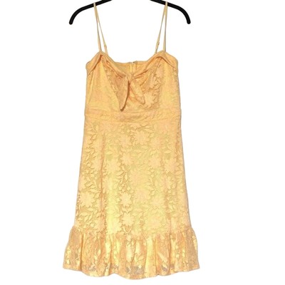 NEW City Studio Stretch Lace Ruffle Hem Sun Dress Size 5 Yellow -image