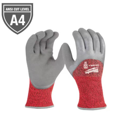 Milwaukee -Large Gray Latex Level 4 Cut Resistant Insulated work gloves. 🆕-image