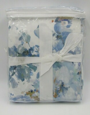 Pottery Barn Kinsley Organic Percale Duvet Cover Blue King Cal King #P231-image