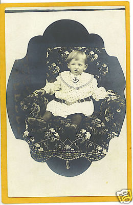 Studio Real Photo Postcard RPPC Child in Shaped Border-image