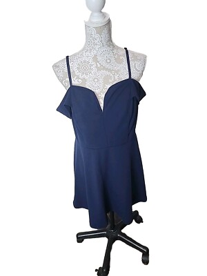 City Studio Womens Navy Blue cold shoulder cocktail Mini dress, size 14W 14-image