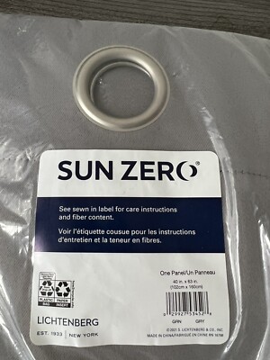 Sun Zero Easton Blackout Energy Efficient Grommet Curtain Panel, 40x63, Gray-image