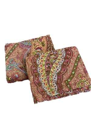 2 Pottery Barn Etienne Pillowcases Shams Paisely Burgundy 100% Cotton Standard-image