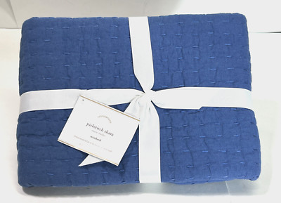 Pottery Barn Blue Pickstitch Pick-stitch Standard Sham  26 