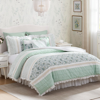 Dawn 100% Cotton Shabby Chic Comforter Set-Modern Cottage Design All Season D...-image