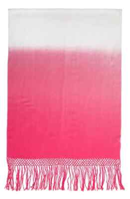 NWT Kurt Geiger Dip Dye Fringe Scarf Fuchsia Multi Large-image