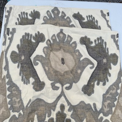 Pottery Barn Hudson Ikat Embroidered Pillow Cover 24”x24” Set Of 2-image