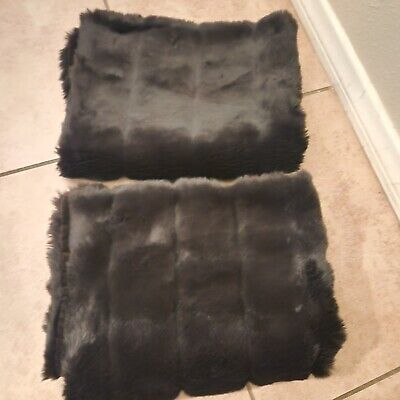 S/2 Pottery Barn Faux Fur Channel STANDARD shams Chocolate BROWN Cabin Velvet-image