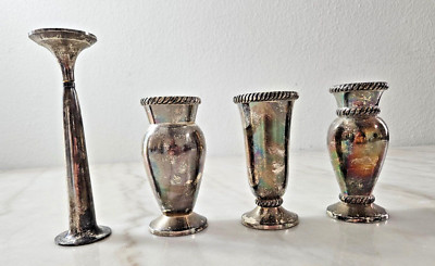 Vintage Pottery Barn Silverplated Vase, Four Pieces-image