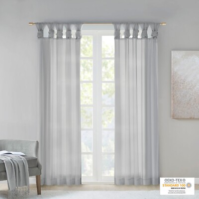 Madison Park Ceres Twist Tab Voile Sheer Window Pair 50x63 50x84 50x95-image
