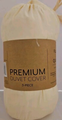 IENJOY 3 Piece Duvet Cover Set, Queen/Full Ultra Soft Hypoallergenic Ivory-image