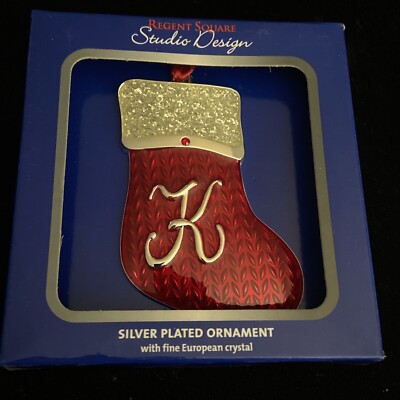 REGENT SQUARE STUDIO DESIGN K INITIAL ENAMEL PATTERN CHRISTMAS HOLIDAY ORNAMENT-image
