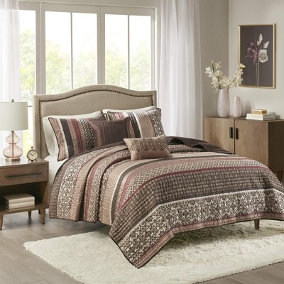 Luxurious Jacquard Stripes Design  All Season Coverlet Bedspread Lightweight Be-image