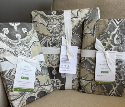 Pottery Barn Jacquelyn Medallion Sateen KING / C Duvet & 2 KING Shams 350TC (-image