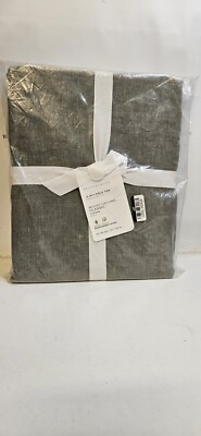 POTTERY BARN 3 IN 1 POLE BLACKOUT BELGIAN FLAX LINEN CURTAIN - 50×96 Inches -image