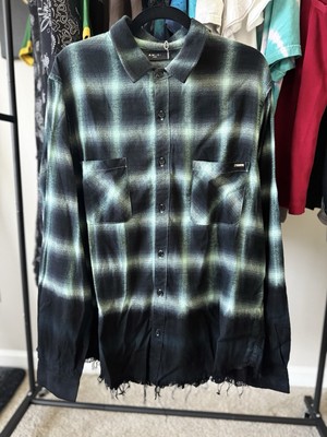 Amiri Dip Dye Shadow Plaid Green Button Up Size Large-image