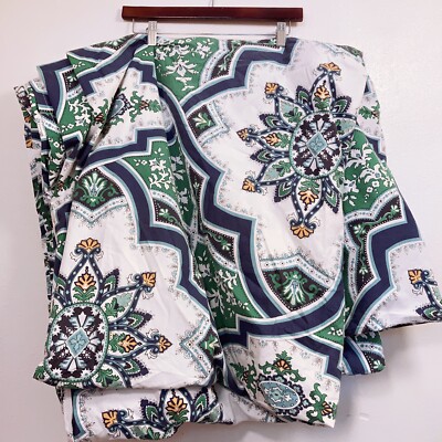 Pottery Barn Ashton Mosaic Tile Medallion King size Duvet Cover & Shams 3 piece-image