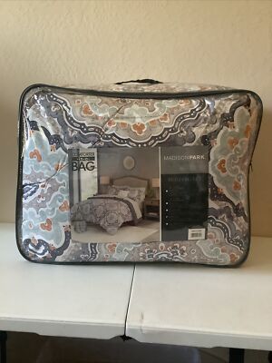 Madison Park Essentials Blue Orange Medallion Comforter Bedding Set King Set-image