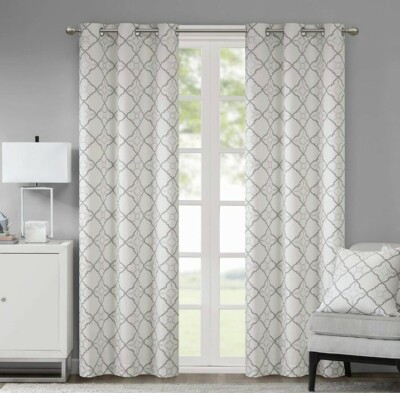 Madison Park Hayes Window Grommet Curtain Panels Set of 2 in Gray. 42x84 Inch -image