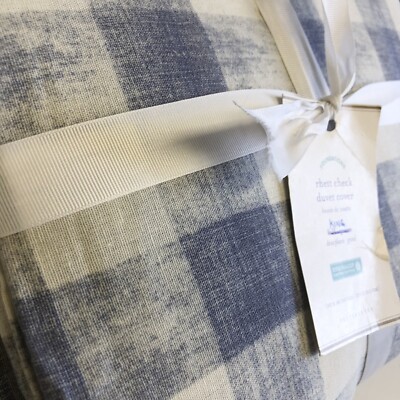 Pottery Barn Rhett Check KING/CAL KING Duvet ~ Chambray Blue ~ NEW-image