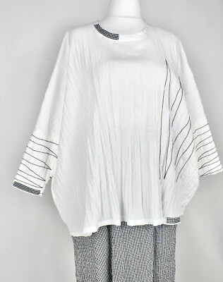 German Designer CHAMPAGNE White & Black Asymmetric dip Tunic Size L/XL/XXL-image