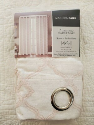 NEW Madison Park Grommet Window Panel Bonwitt Embroidery Blush 50x84 ONE Panel-image