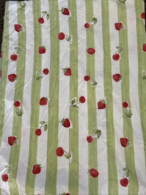 Pottery Barn Strawberry Fields Duvet Cover size Full/Queen 66x84 Green Stripes-image