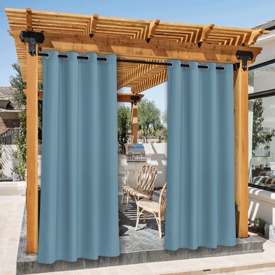 Canvas Outdoor Curtains for Patio Waterproof, Thermal Insulated Stainless Ste...-image