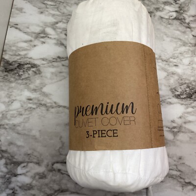 Duvet Cover Set Ultra Soft Microfiber Bedding 3 Pcs White Full/Queen Size-image