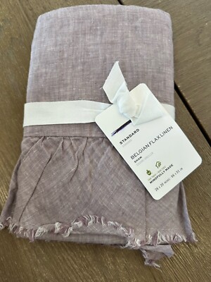 Pottery Barn BELGIAN FLAX LINEN Fringe Ruffle SHAM Standard lavender-image