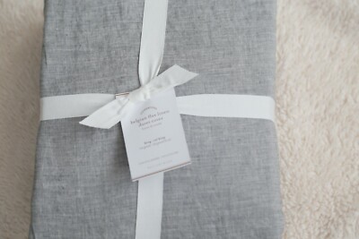 pottery barn belgian flax linen king duvet original $299 flagstone new-image