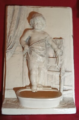 GAR GOY LES STUDIO PLAQUE  Child Stepping In  Bath 10x6.25x3.5