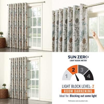 Sun Zero Kara Floral Print Energy Efficient Grommet Patio 100