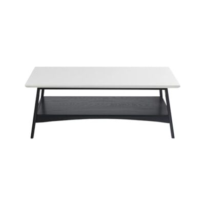  with Storage Shelf, Rectangular Table for Living Off-white/Black Coffee Table-image