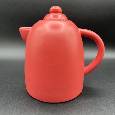 Dome Shaped Porcelain  Tea Pot In Soft Red Glaze by MSRF Inc Design Studio-image