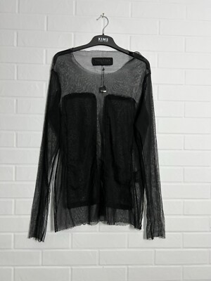 RUNDHOLZ DIP Women's Top Blouse Mesh Long Sleeve Black Cotton Size L-image