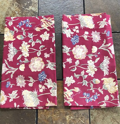 Pottery Barn Burgundy red floral standard pillow shams- Set of 2-image