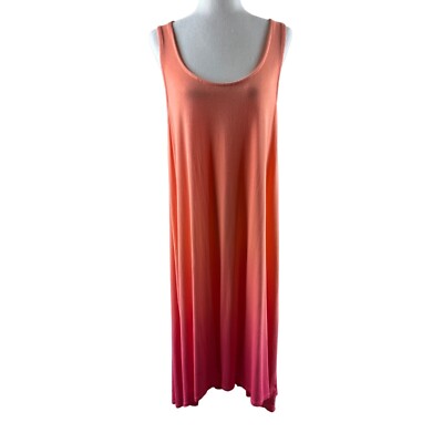 Torrid Super Soft Hi-Low Sleeveless Ombre Coral Dip Dye Maxi Dress 0X Large Boho-image