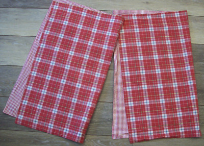 2 Pottery Barn Bed+Bath Pillow Shams~Red/White Plaid+Check~100% Cotton~Standard-image