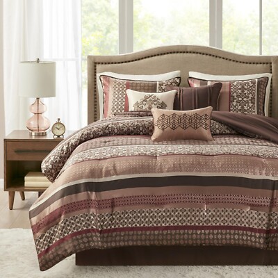 Madison Park Princeton Cozy Queen Comforter Set Jaquard Damask Design 90