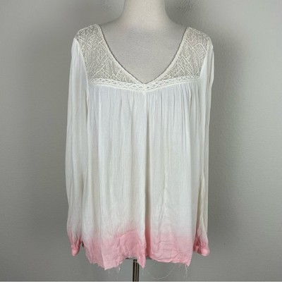 Free People Off White Pink Dip Dye Ombre Top Large-image